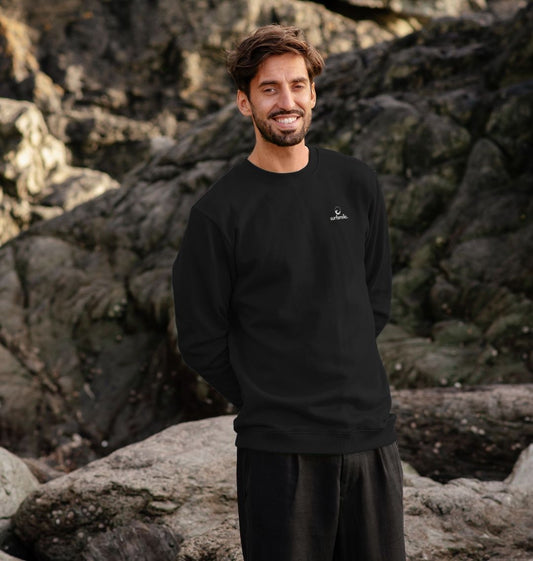 men’s organic cotton crew neck sweater in black