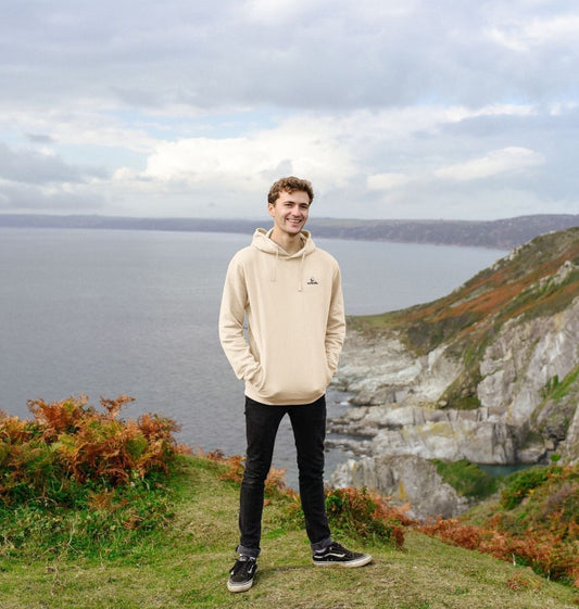 men’s organic cotton hoodie in sand